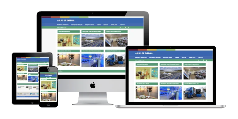 Montagem da página principal do site de Aulas de Energia