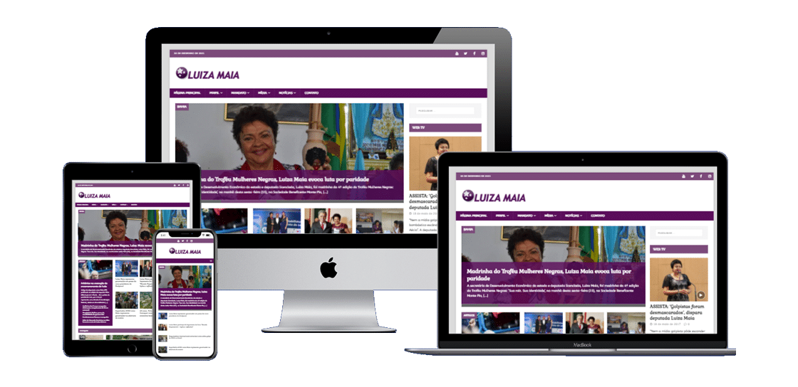 Print da página principal do site Luiza Maia.