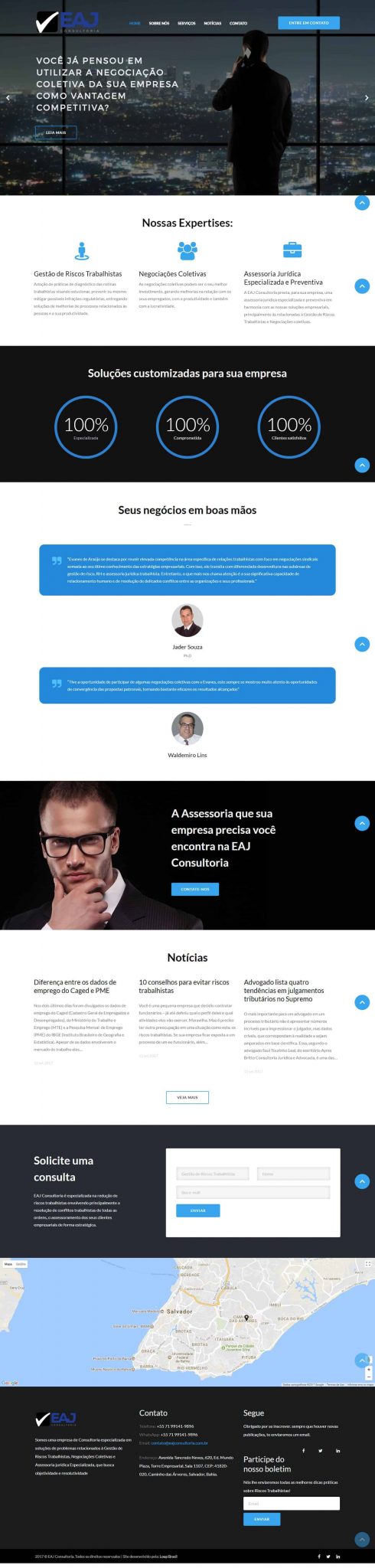 Página principal da EAJ Consultoria.