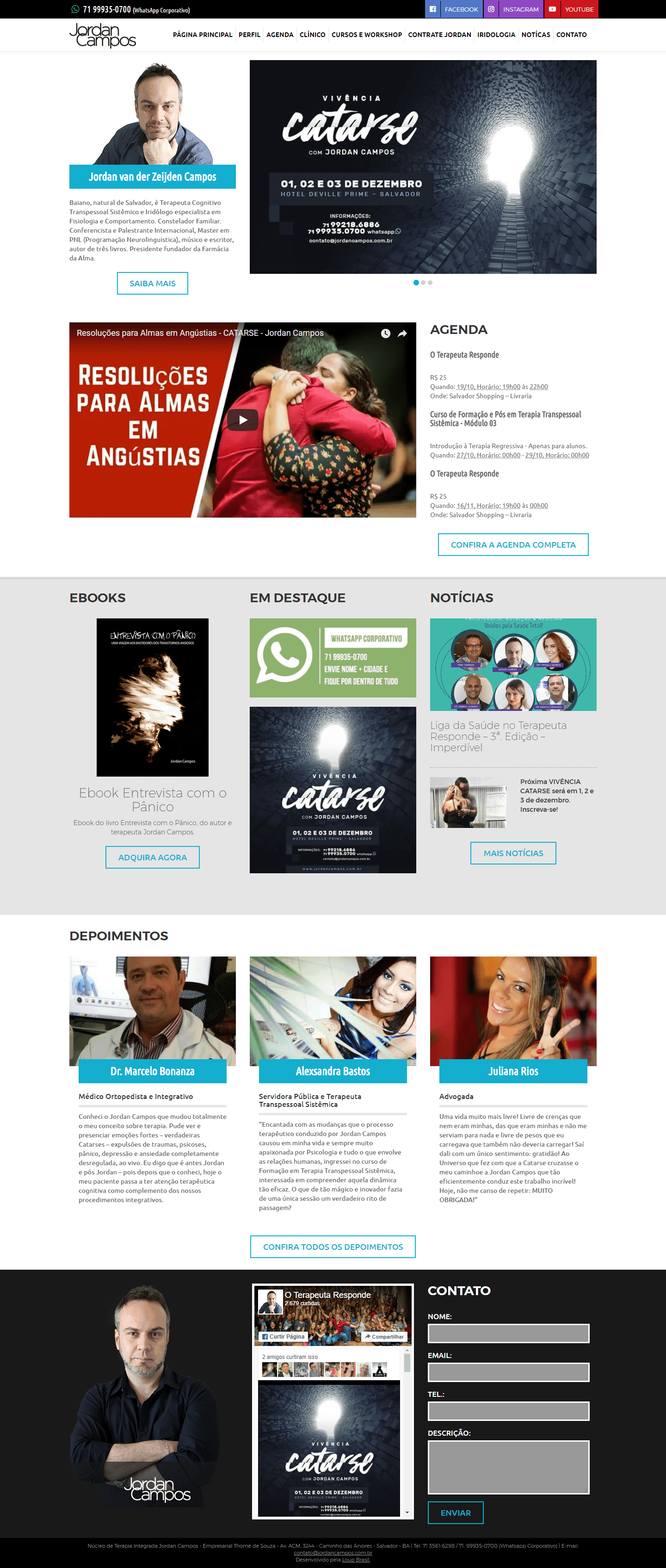 Página principal do site Jordan Campos.