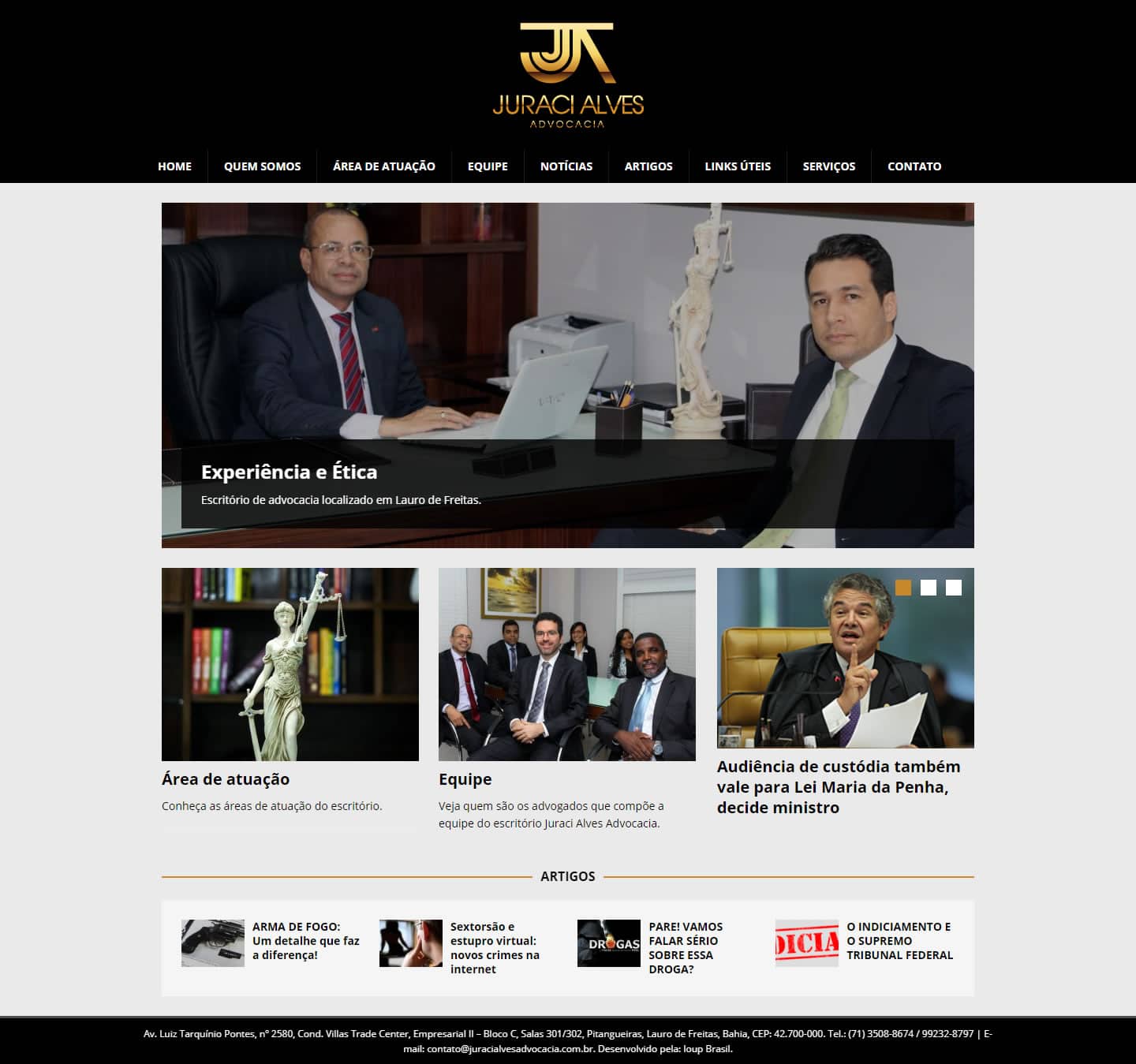 Página principal do site Juraci Alves Advocacia.