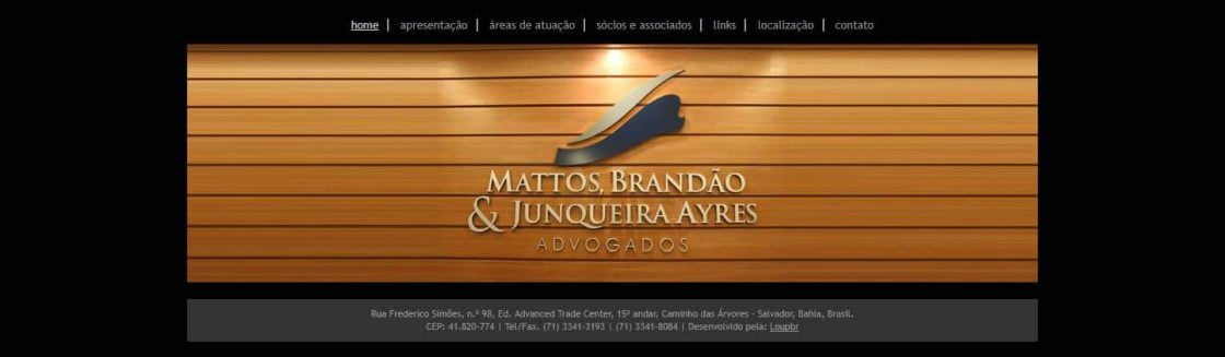 Página principal da Mattos, Brandão & Junqueira Ayres Advogados.