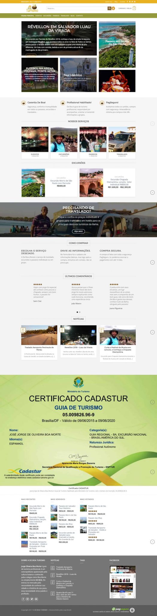 Página principal do site De Boa Turismo.