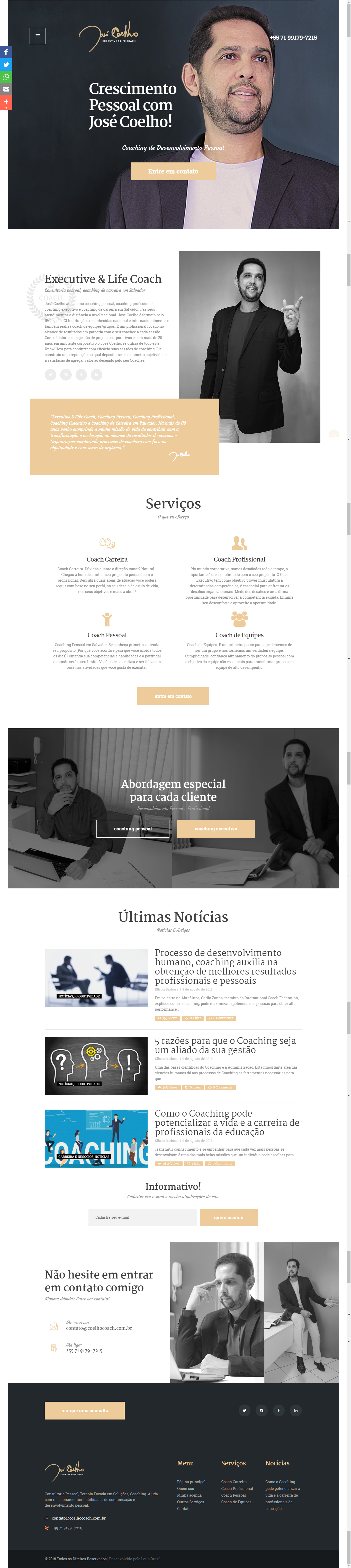Print da página principal do site Coelho Coatch.