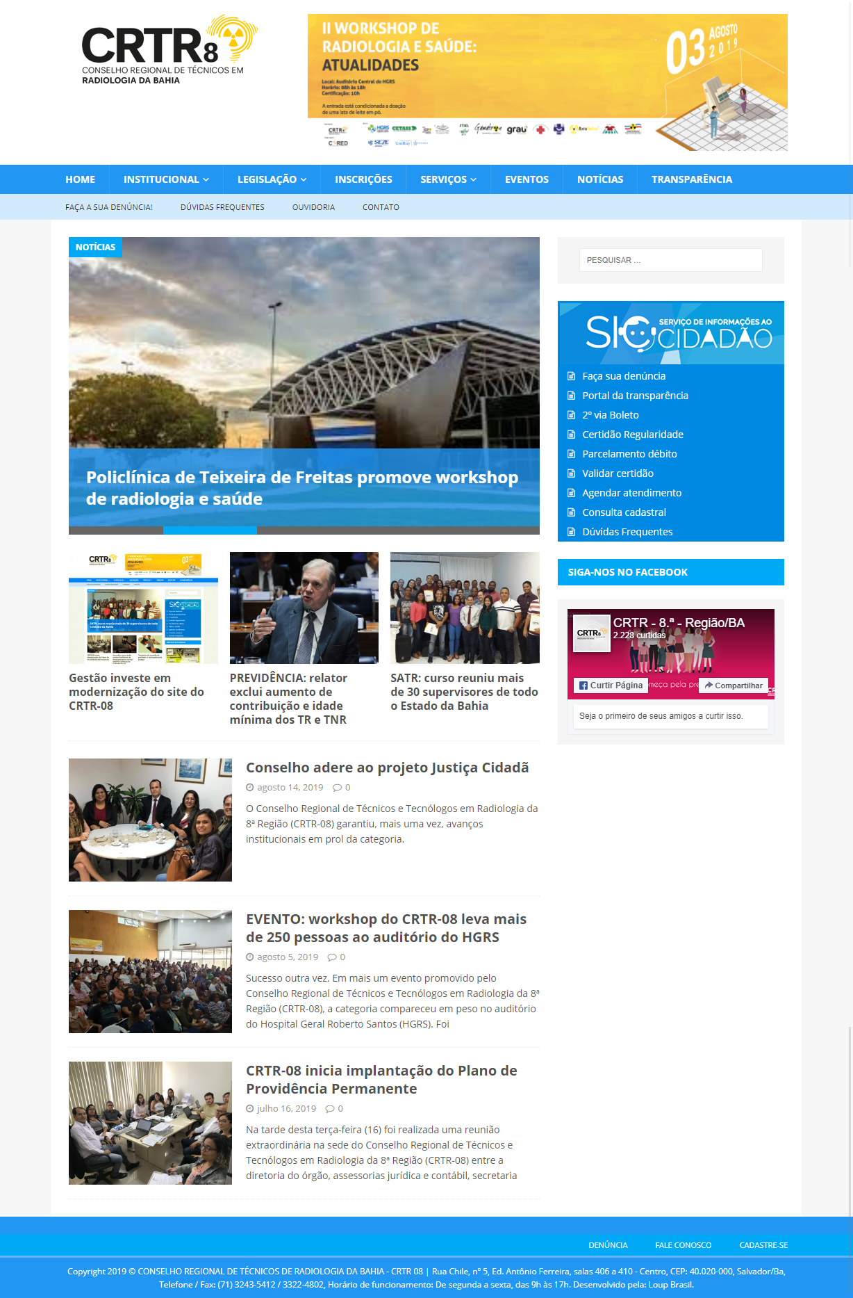 Print da página principal do site CTR8.