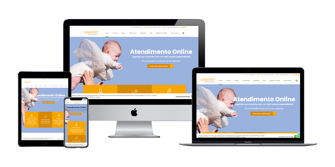 Imagem do site do Cenafert exibido em dispositivos como smartphone, tablet, laptop e desktop, mostrando seu design responsivo e moderno.