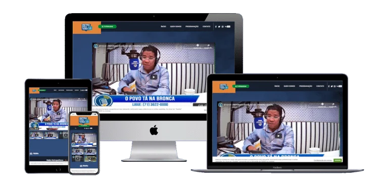 Print da página principal do site da Rádio Web Metropolitana.
