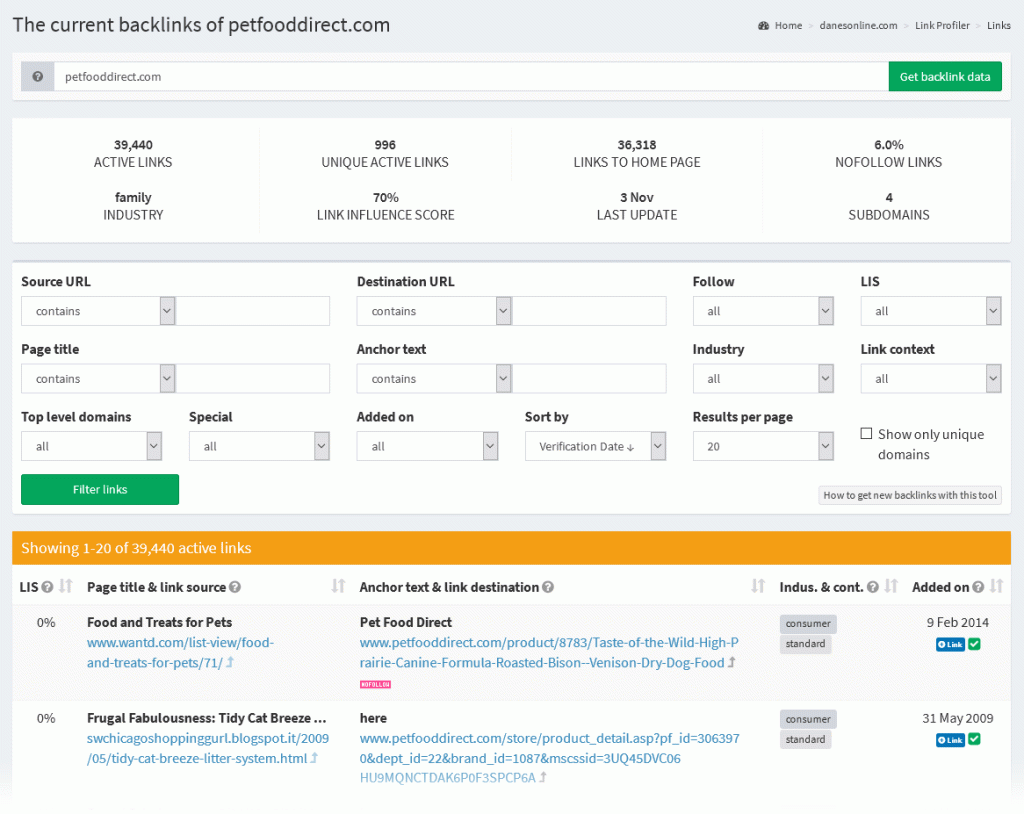 O Link Profiler pode ajudá-lo a encontrar destinos de link fáceis