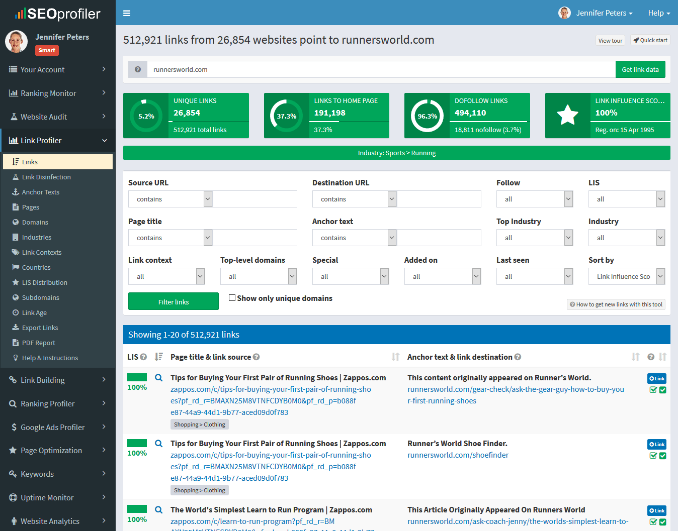 Analise os links de qualquer site