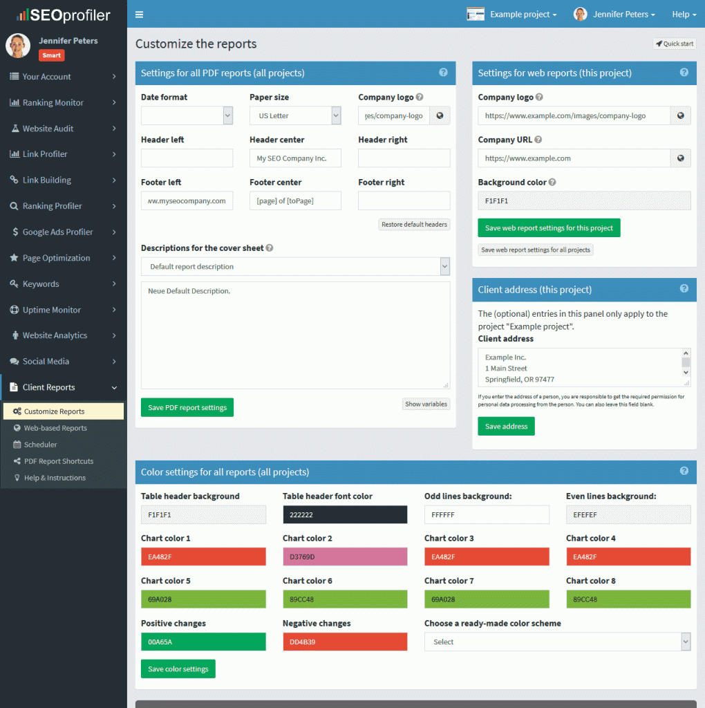 SEOprofiler permite criar os relatórios de SEO de que você precisa.