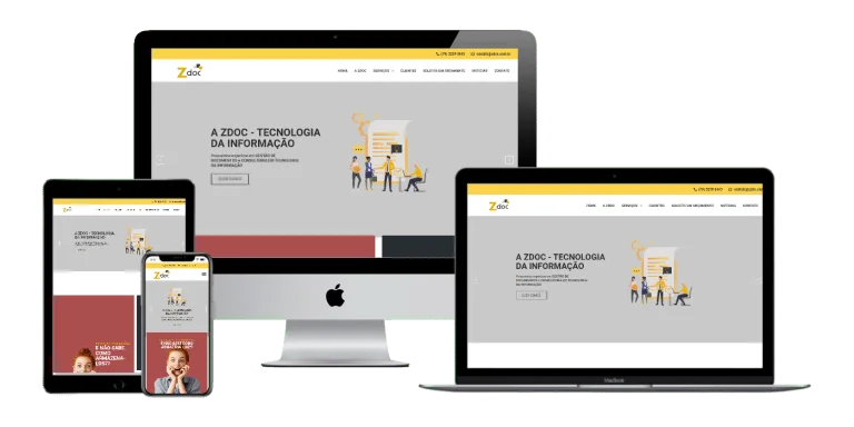 Montagem da página principal do site ZDOC.