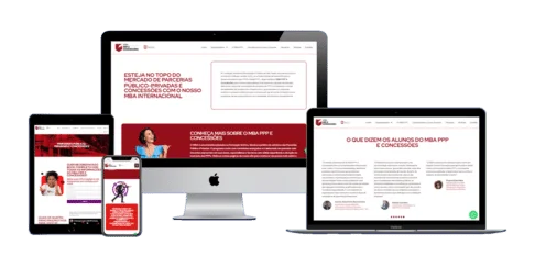 Print da montagem da página principal do site MBA PPP e Concessões