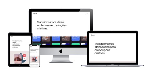 Captura de tela da página inicial do site do Estúdio Dorsal exibida em dispositivos diferentes, como smartphone, tablet, notebook e desktop.