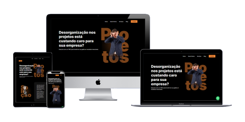 Visualização do novo site da VIAPROJETOS em dispositivos desktop, tablet e mobile, destacando o layout responsivo e moderno.